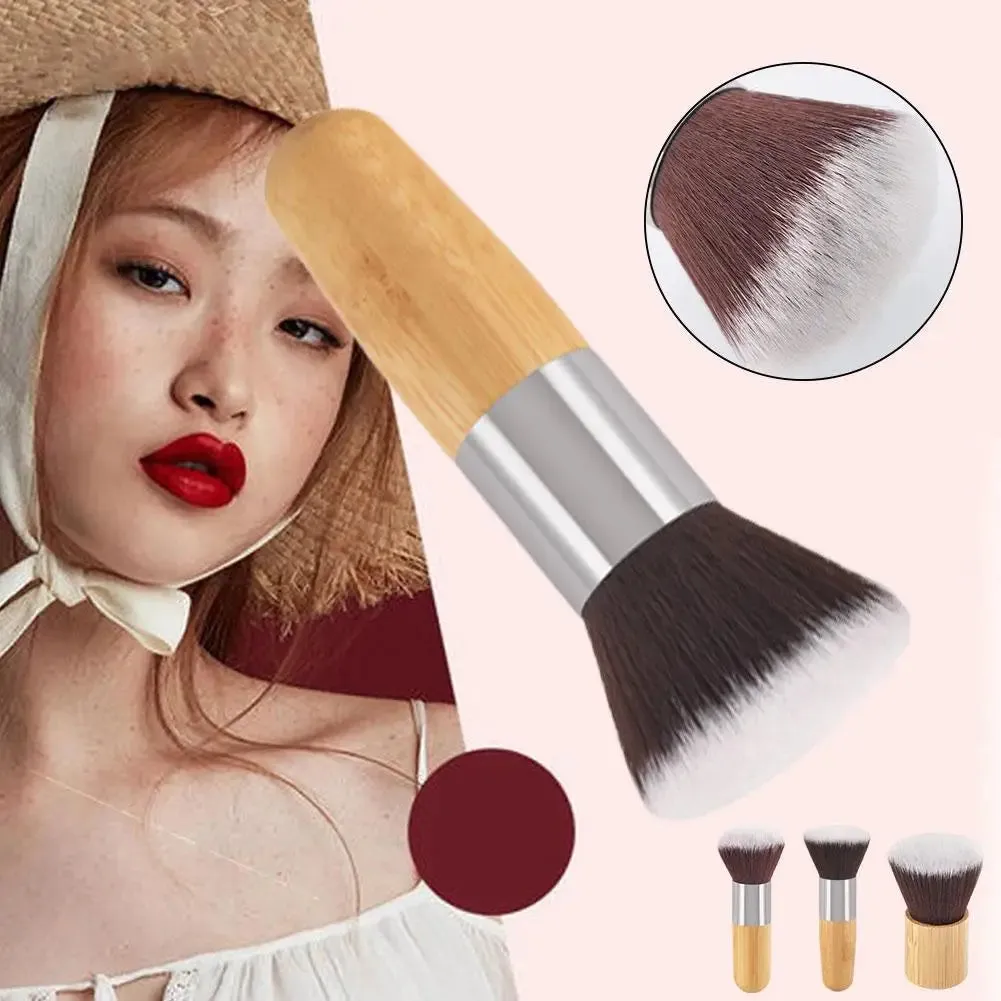 Portable Bamboo Handle Beauty Powder Face Brush Professional Concealers Brushes Soft Large Face Contouring Brush Gifts For Women