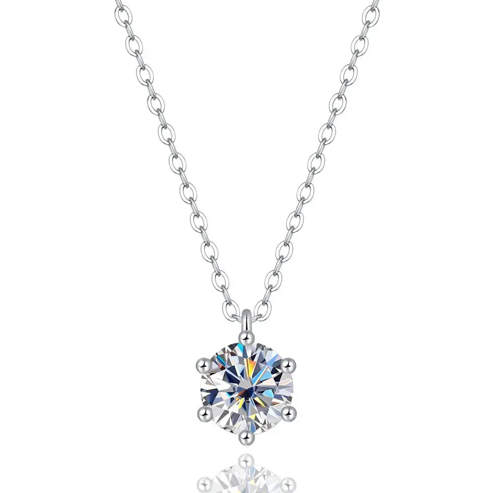 Real D Color 1 Carat Moissanite Pendant Necklace GRA Certificate for Women Wedding Bridal 100% S925 Sterling Silver Fine Jewelry