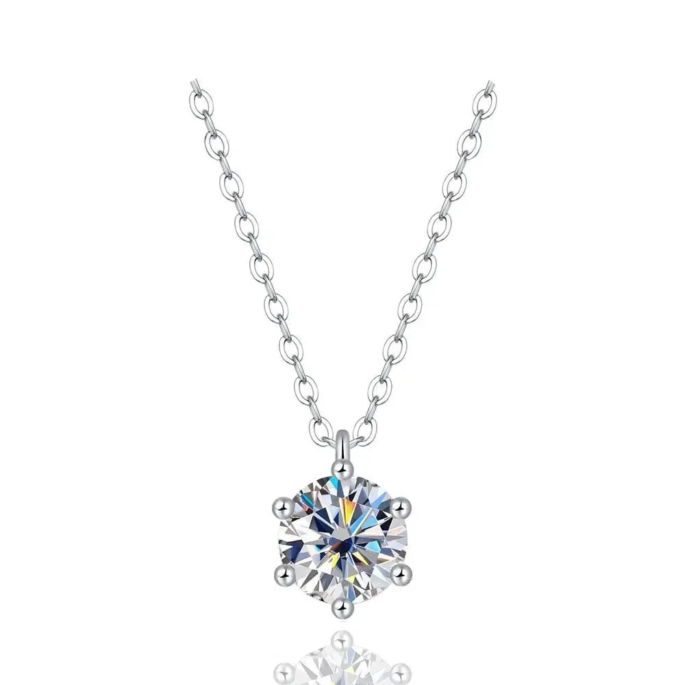 Real D Color 1 Carat Moissanite Pendant Necklace GRA Certificate for Women Wedding Bridal 100% S925 Sterling Silver Fine Jewelry