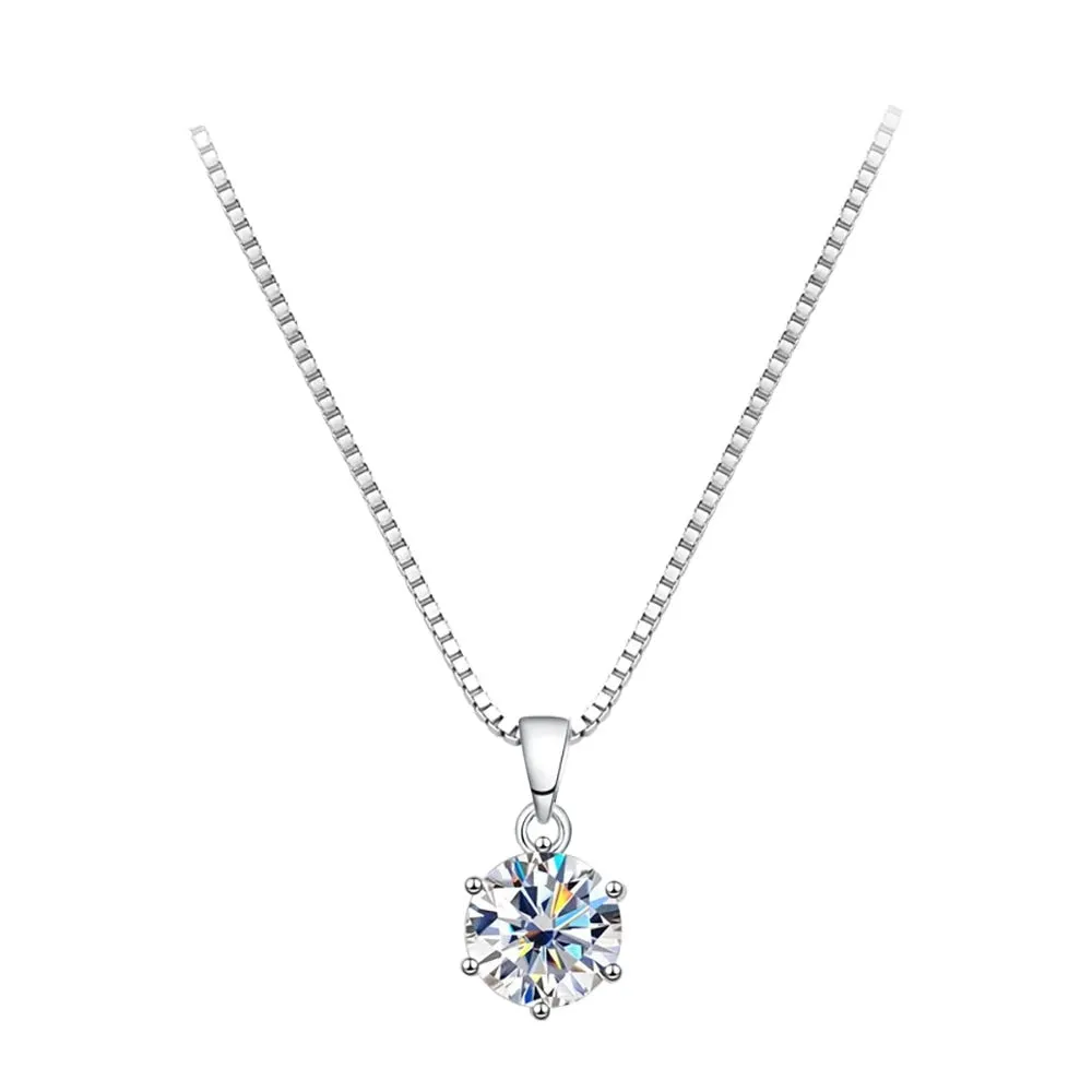Real D Color 1 Carat Moissanite Pendant Necklace GRA Certificate for Women Wedding Bridal 100% S925 Sterling Silver Fine Jewelry