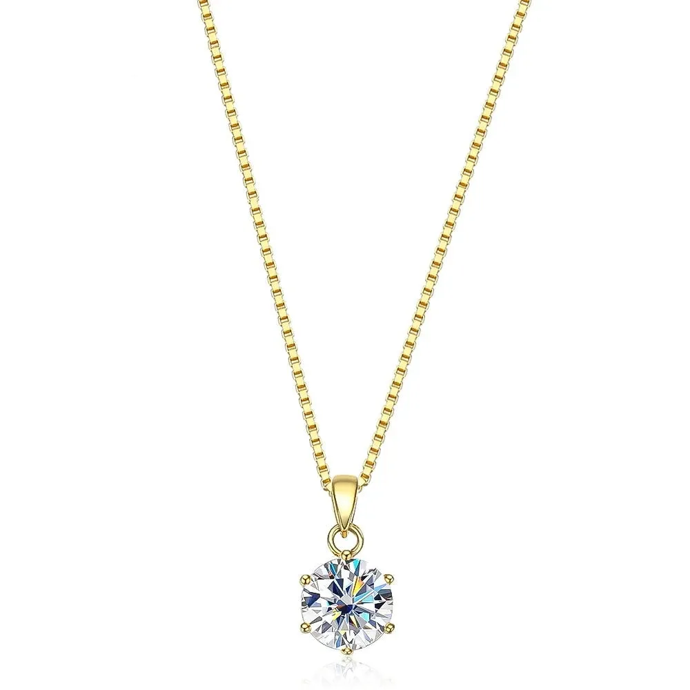 Real D Color 1 Carat Moissanite Pendant Necklace GRA Certificate for Women Wedding Bridal 100% S925 Sterling Silver Fine Jewelry