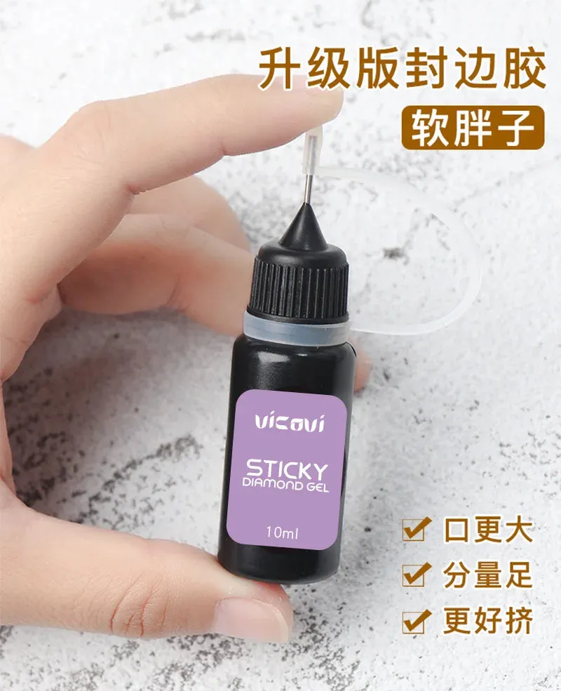 Rhinestone Glue Gel 10ML 2 in 1 Nail Art Gem Glue Precision Filling Wipe-Off Rhinestone Glue Gel Adhesive Resin Gem Jewelry