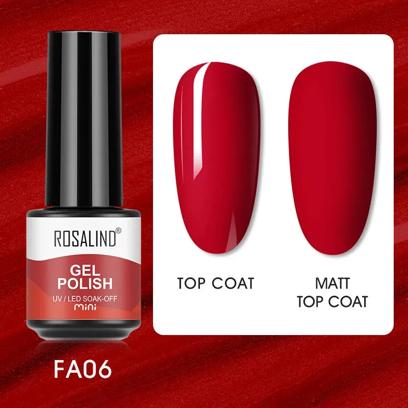 ROSALIND 7ml Gel Nail Polish Glass Bottle Matt Top Base Soak Off UV LED Nail Lacquer Rainbow Color Gel Varnish Semi Permanent
