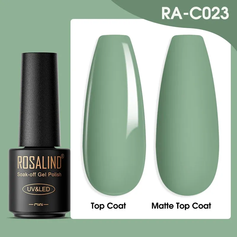 ROSALIND 7ml Gel Nail Polish Glass Bottle Matt Top Base Soak Off UV LED Nail Lacquer Rainbow Color Gel Varnish Semi Permanent