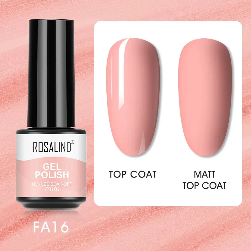 ROSALIND 7ml Gel Nail Polish Glass Bottle Matt Top Base Soak Off UV LED Nail Lacquer Rainbow Color Gel Varnish Semi Permanent