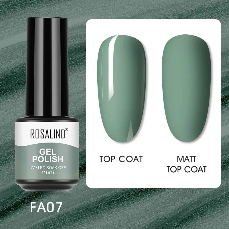 ROSALIND 7ml Gel Nail Polish Glass Bottle Matt Top Base Soak Off UV LED Nail Lacquer Rainbow Color Gel Varnish Semi Permanent