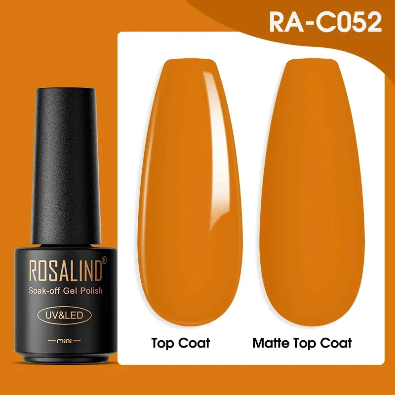 ROSALIND 7ml Gel Nail Polish Glass Bottle Matt Top Base Soak Off UV LED Nail Lacquer Rainbow Color Gel Varnish Semi Permanent