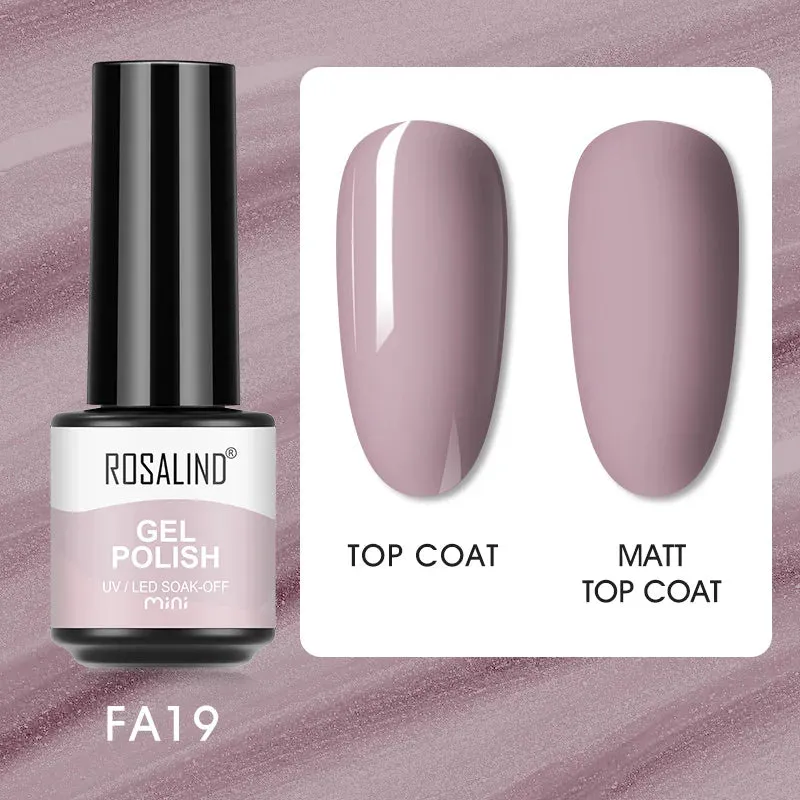 ROSALIND 7ml Gel Nail Polish Glass Bottle Matt Top Base Soak Off UV LED Nail Lacquer Rainbow Color Gel Varnish Semi Permanent