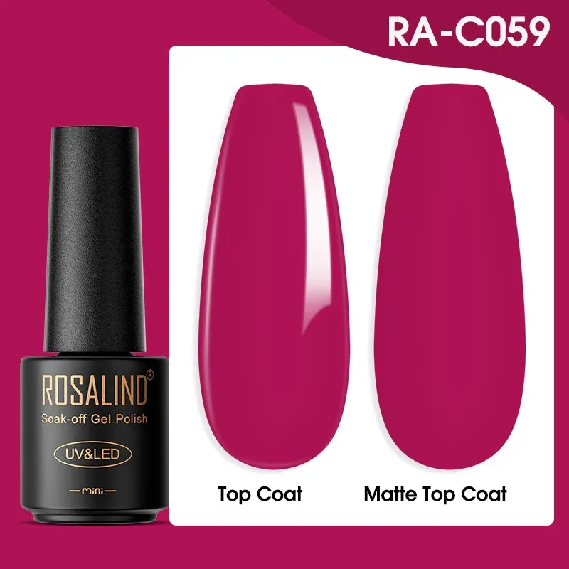 ROSALIND 7ml Gel Nail Polish Glass Bottle Matt Top Base Soak Off UV LED Nail Lacquer Rainbow Color Gel Varnish Semi Permanent