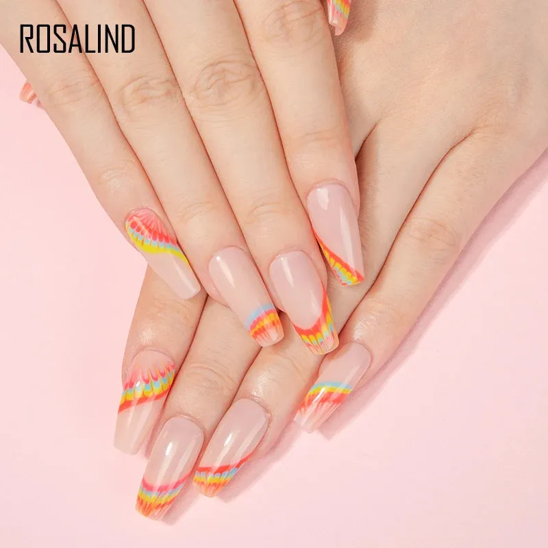 ROSALIND 7ml Gel Nail Polish Glass Bottle Matt Top Base Soak Off UV LED Nail Lacquer Rainbow Color Gel Varnish Semi Permanent