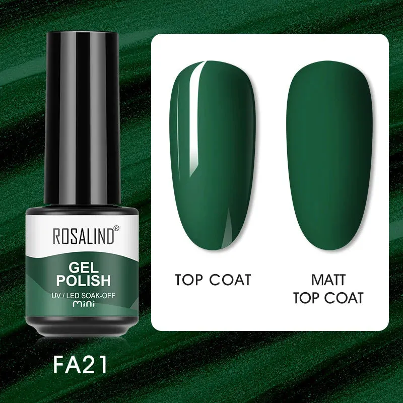 ROSALIND 7ml Gel Nail Polish Glass Bottle Matt Top Base Soak Off UV LED Nail Lacquer Rainbow Color Gel Varnish Semi Permanent