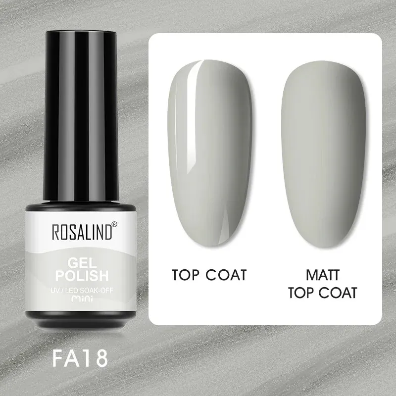 ROSALIND 7ml Gel Nail Polish Glass Bottle Matt Top Base Soak Off UV LED Nail Lacquer Rainbow Color Gel Varnish Semi Permanent