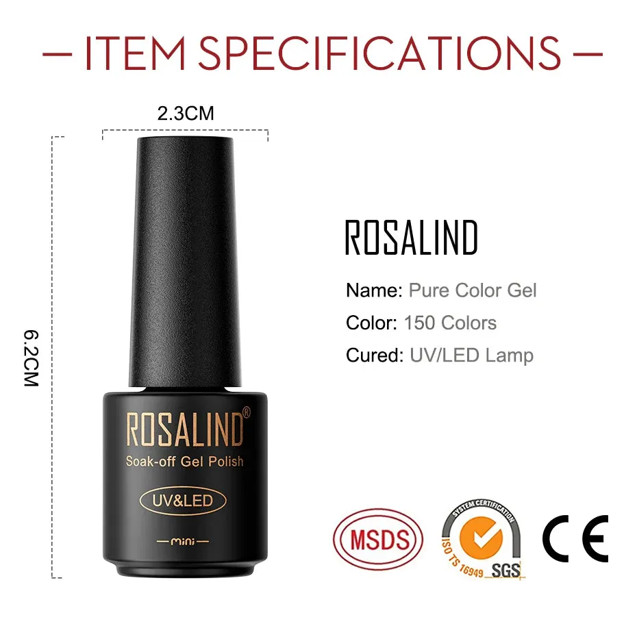 ROSALIND Nail Polish Varnish hybrid Red Series Nail Art Vernis Semi Permanent  Base Top Coat UV LED Soff Off Gel nail polish