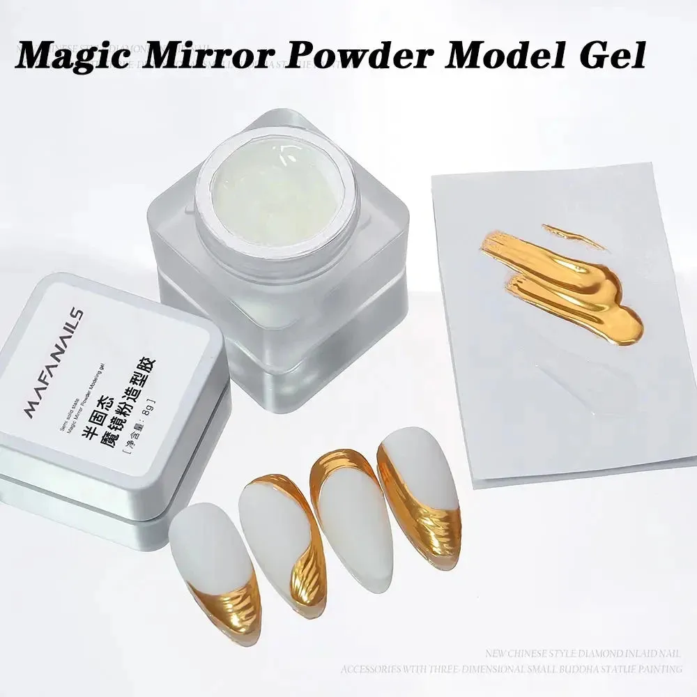 Semi-solid Magic Mirror Powder Modeling Gel 3D Tranparent Phototherapy Nail Art Glue Multifunctional Glue Soak Off UV Manicure8g
