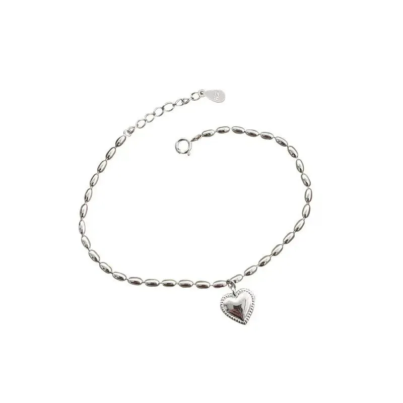 Simple Heart Pendant Bracelet Charming Beads Chain with Couple Heart Pendant Bracelets for Women Jewelry Gifts Wholesale