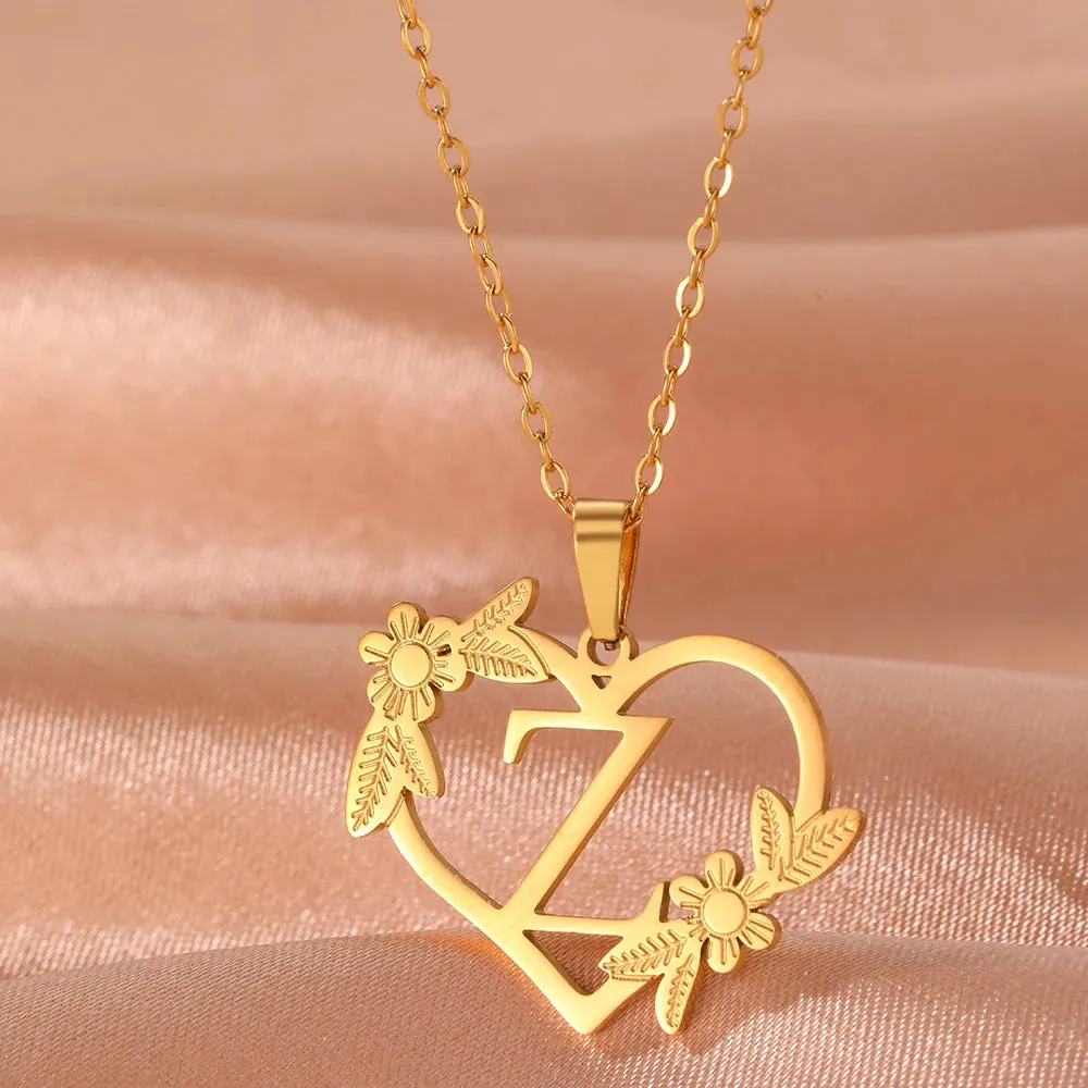 Stainless Steel Bracelets A-Z 26 Letter Hollow Heart Pendant Collar Chain Fashion Chic Bracelet For Women Jewelry Banquet Gifts