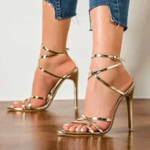 Summer Shoes For Women High Heels Fashion High Heels Breathable Lace Up Shoes Casual Sandals Stiletto