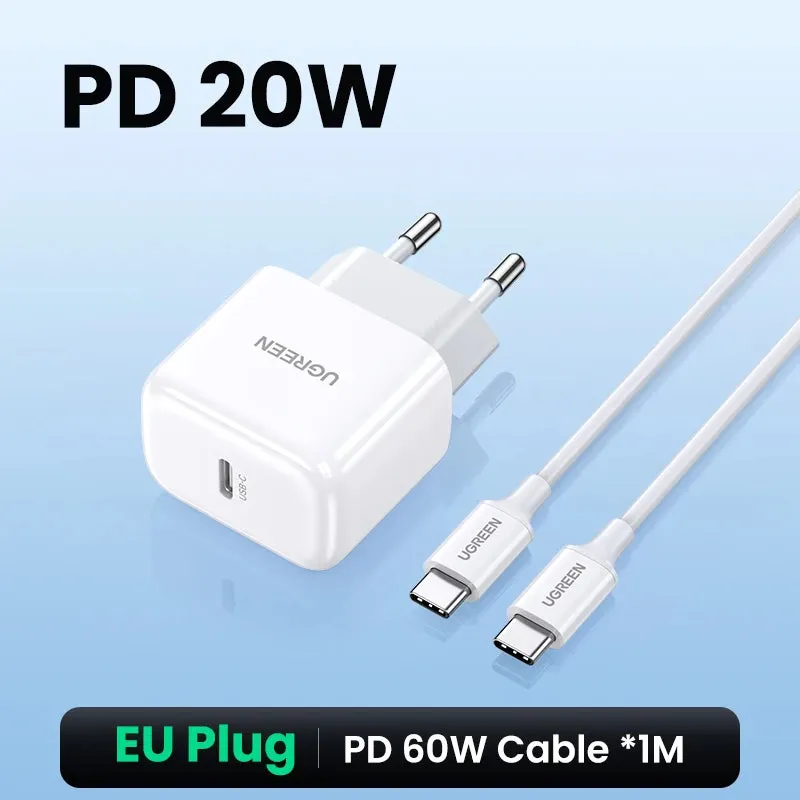 UGREEN Quick Charge 4.0 3.0 QC PD Charger 20W QC4.0 QC3.0 USB Type C Fast Charger for iPhone 16 15 14 Pro Xiaomi Phone PDCharger