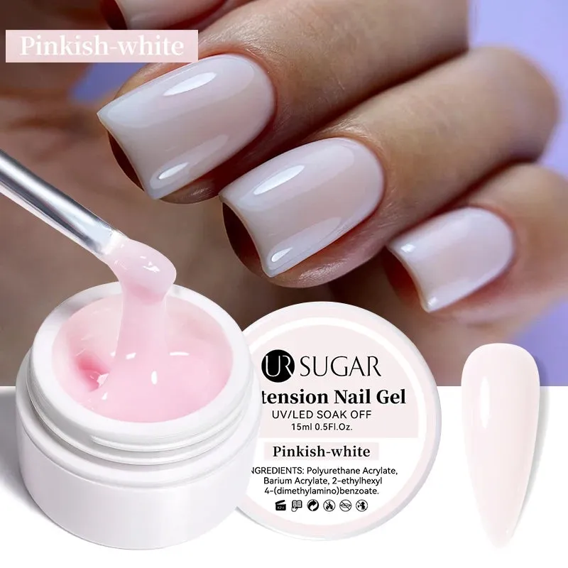 UR SUGAR 15ml Extension Gel Hard Jelly Nail Gel Clear Nude Pink French Finger Prolong Self Leveling Soak Off UV Construction Gel