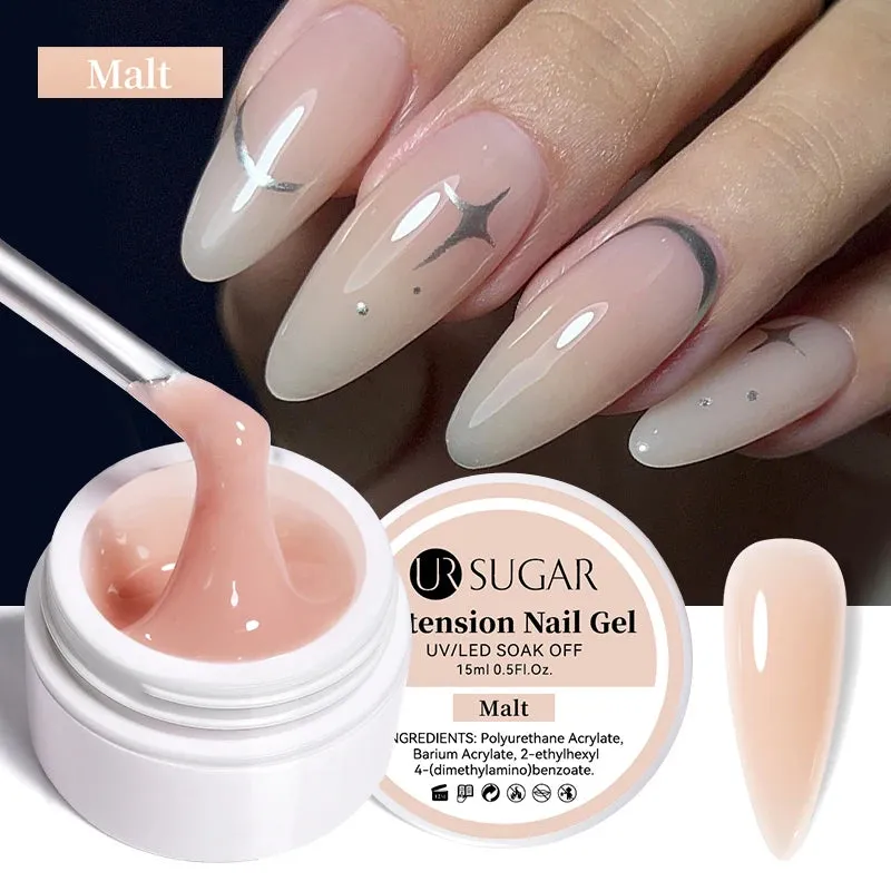 UR SUGAR 15ml Extension Gel Hard Jelly Nail Gel Clear Nude Pink French Finger Prolong Self Leveling Soak Off UV Construction Gel