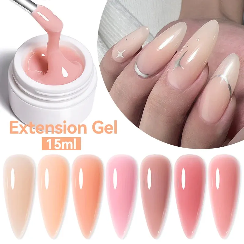UR SUGAR 15ml Extension Gel Hard Jelly Nail Gel Clear Nude Pink French Finger Prolong Self Leveling Soak Off UV Construction Gel