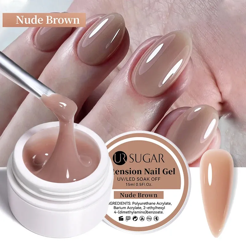 UR SUGAR 15ml Extension Gel Hard Jelly Nail Gel Clear Nude Pink French Finger Prolong Self Leveling Soak Off UV Construction Gel
