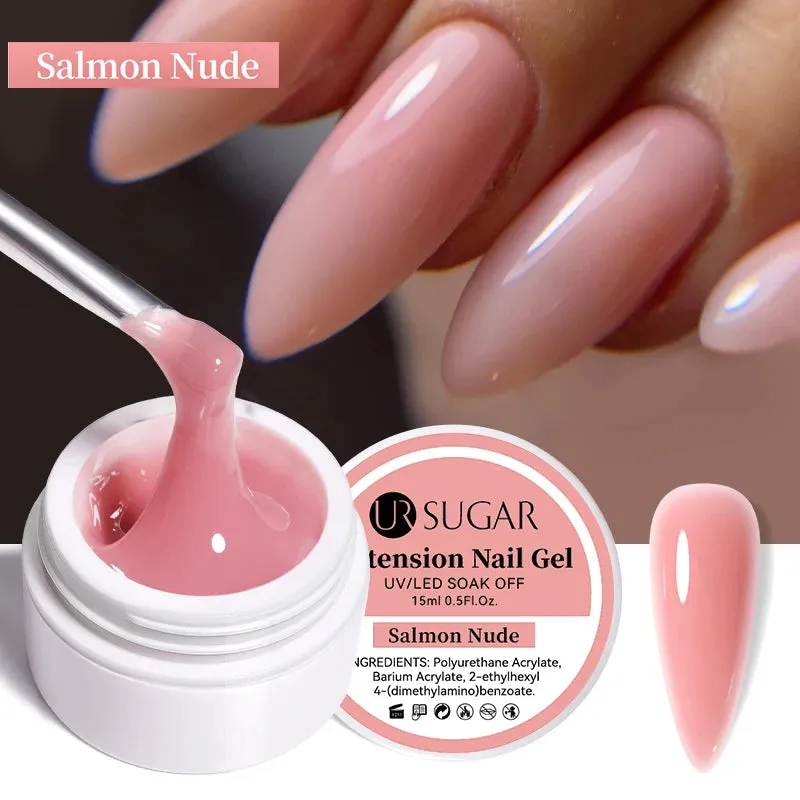 UR SUGAR 15ml Extension Gel Hard Jelly Nail Gel Clear Nude Pink French Finger Prolong Self Leveling Soak Off UV Construction Gel