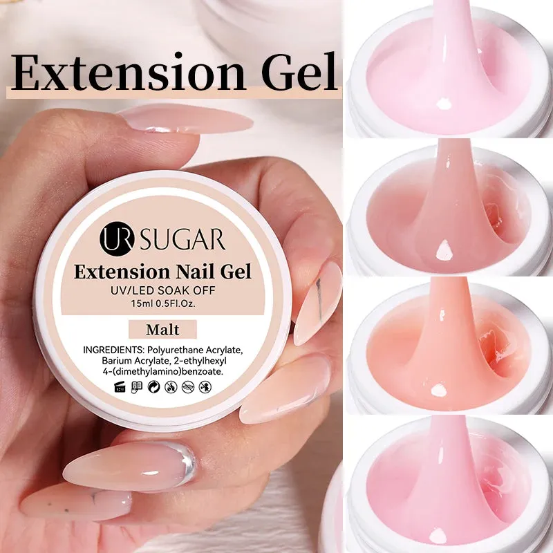 UR SUGAR 15ml Extension Gel Hard Jelly Nail Gel Clear Nude Pink French Finger Prolong Self Leveling Soak Off UV Construction Gel