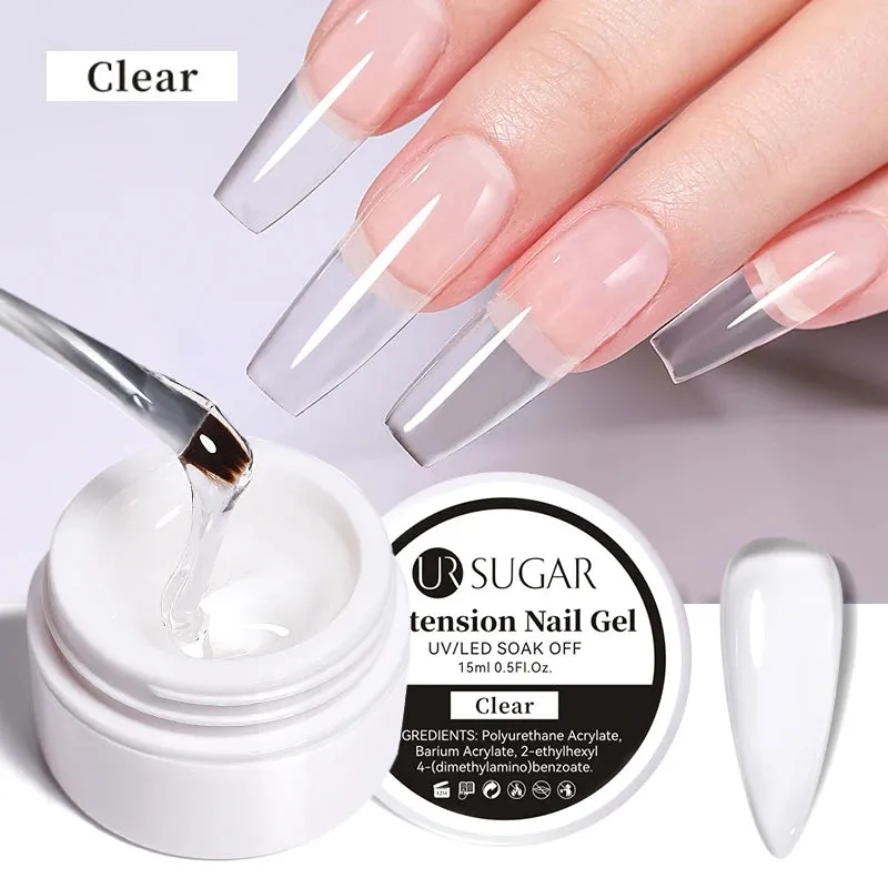 UR SUGAR 15ml Extension Gel Hard Jelly Nail Gel Clear Nude Pink French Finger Prolong Self Leveling Soak Off UV Construction Gel