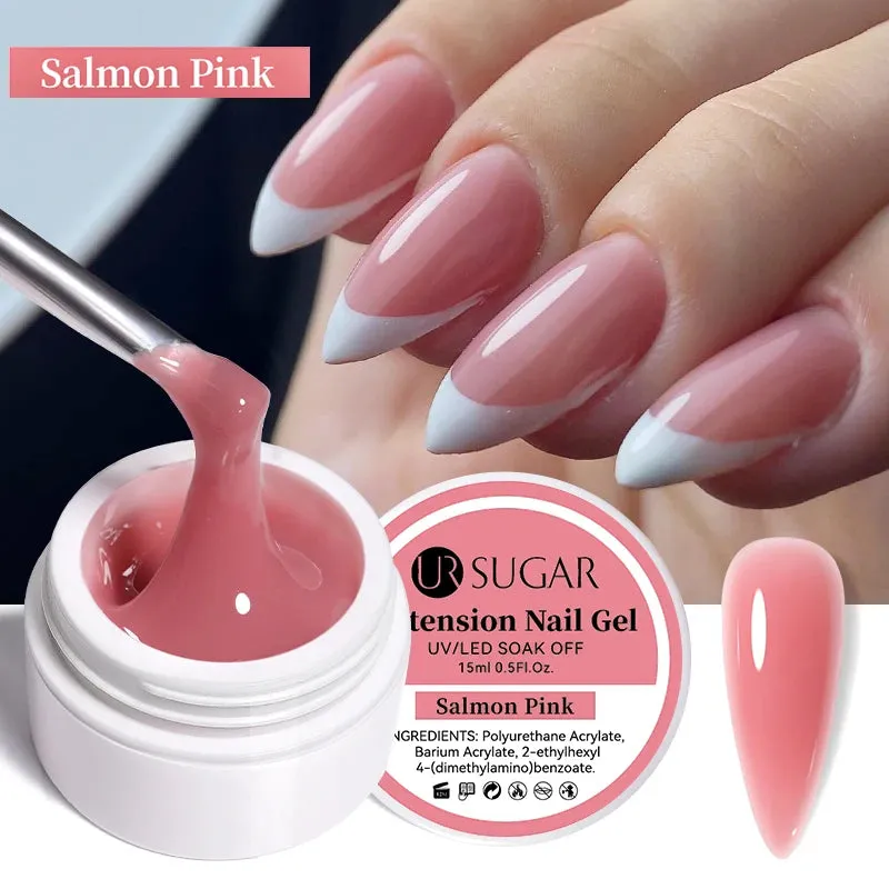 UR SUGAR 15ml Extension Gel Hard Jelly Nail Gel Clear Nude Pink French Finger Prolong Self Leveling Soak Off UV Construction Gel