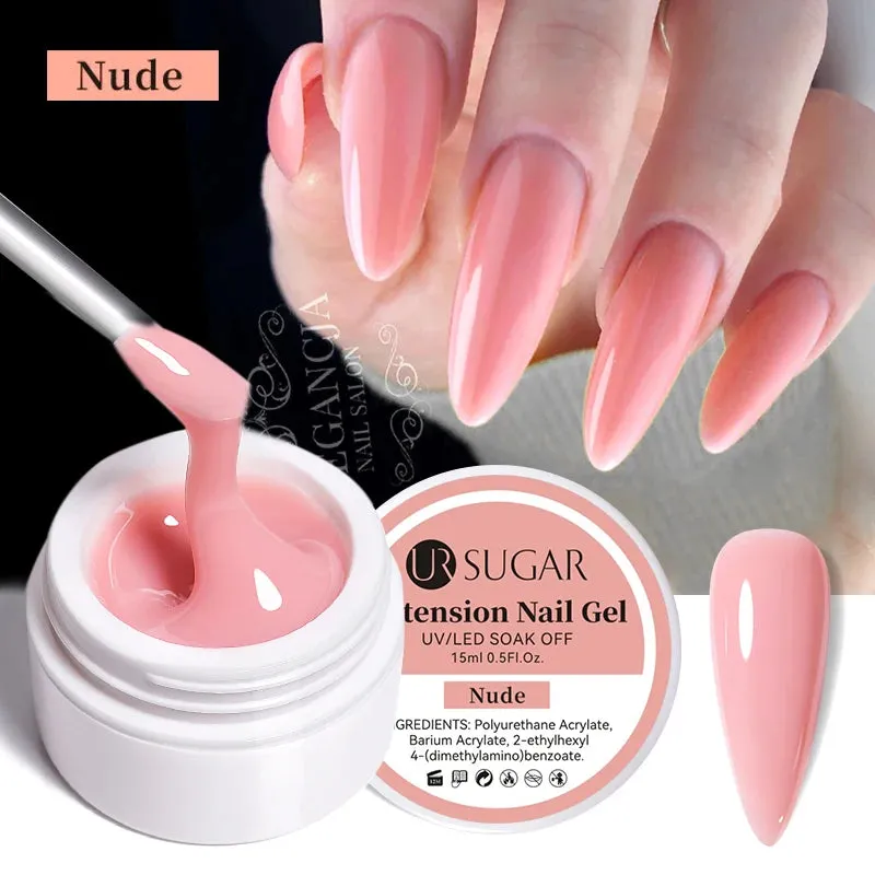 UR SUGAR 15ml Extension Gel Hard Jelly Nail Gel Clear Nude Pink French Finger Prolong Self Leveling Soak Off UV Construction Gel