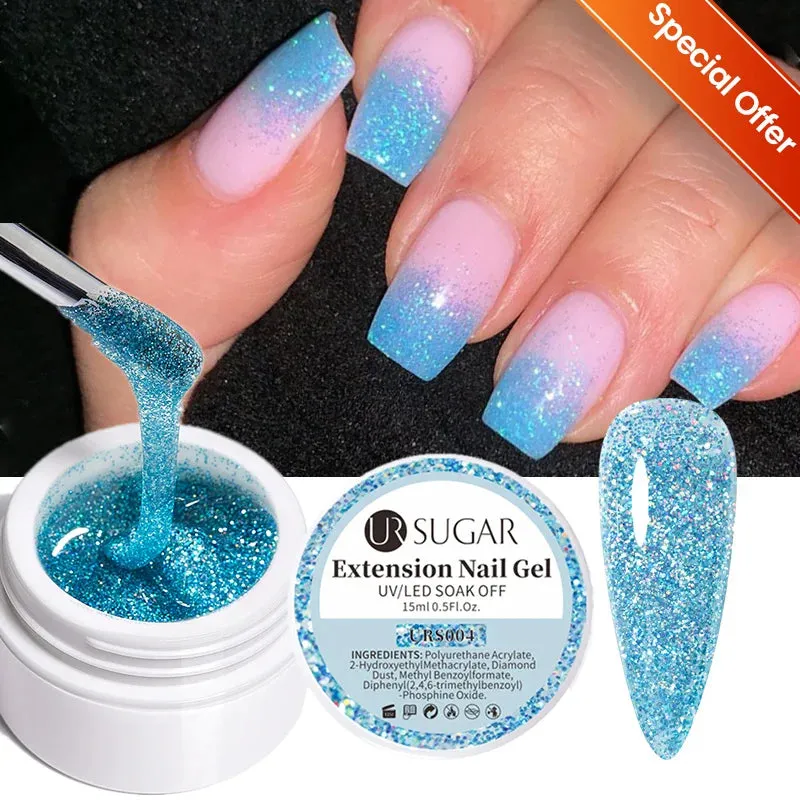 UR SUGAR 15ml Extension Gel Hard Jelly Nail Gel Clear Nude Pink French Finger Prolong Self Leveling Soak Off UV Construction Gel