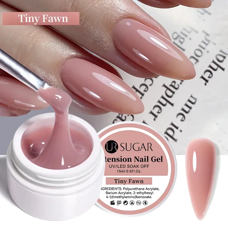 UR SUGAR 15ml Extension Gel Hard Jelly Nail Gel Clear Nude Pink French Finger Prolong Self Leveling Soak Off UV Construction Gel
