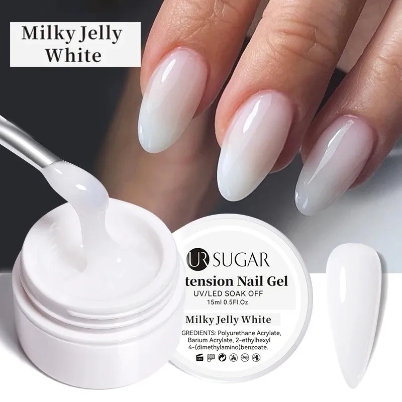 UR SUGAR 15ml Extension Gel Hard Jelly Nail Gel Clear Nude Pink French Finger Prolong Self Leveling Soak Off UV Construction Gel