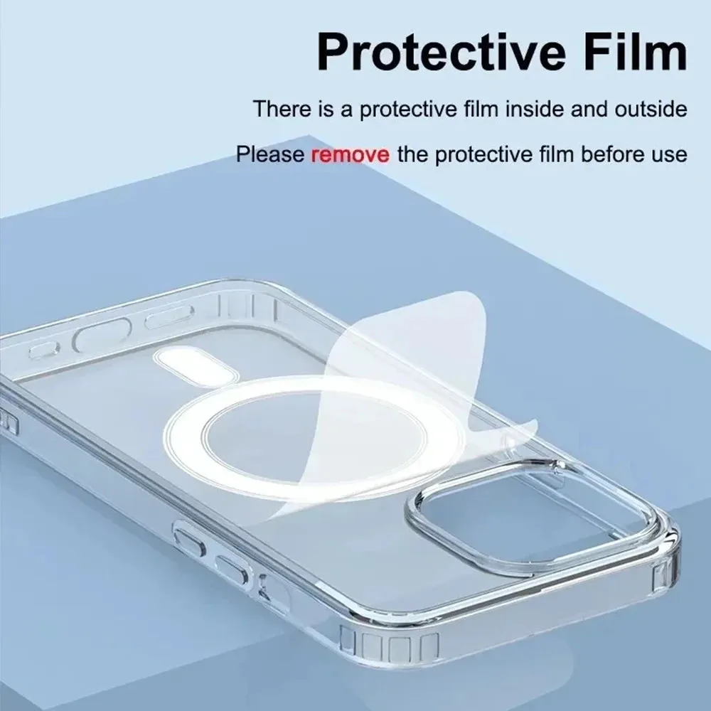 Vanuoxin Original Magnetic Case for iPhone 15 14 13 12 Mini 11 Pro Max for MagSafe Clear Shockproof Phone Cover PC TPU Shell