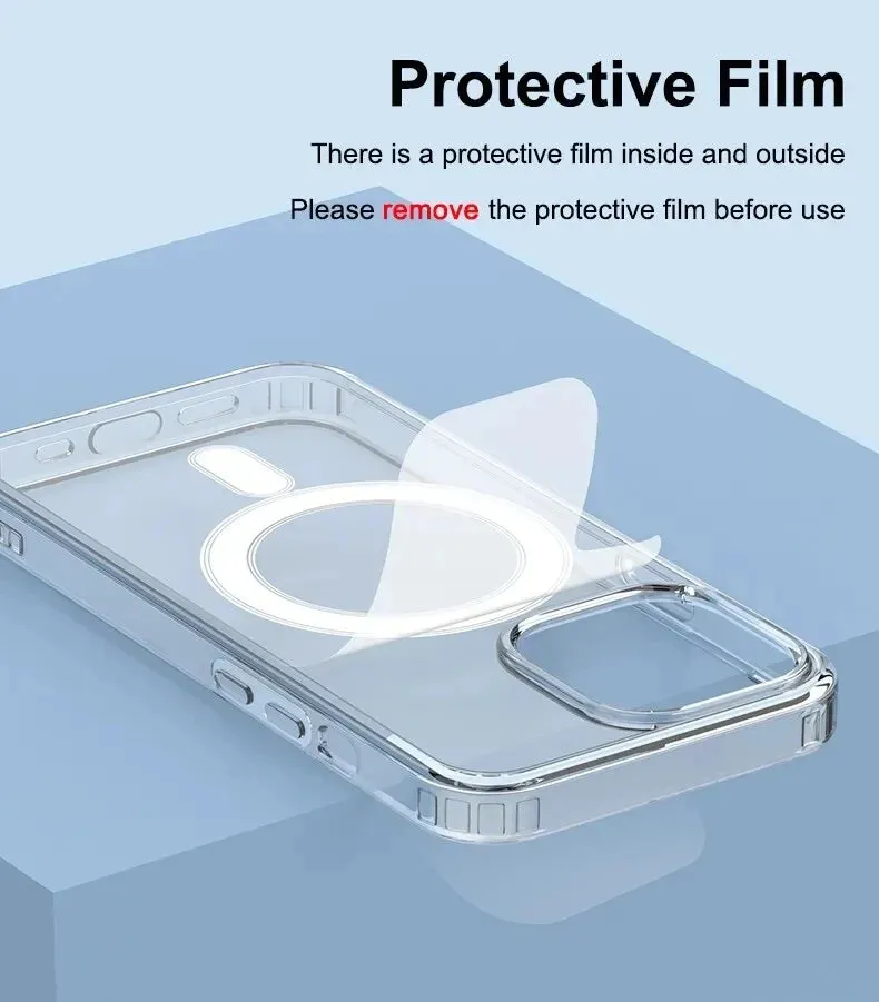 Vanuoxin Original Magnetic Case for iPhone 15 14 13 12 Mini 11 Pro Max for MagSafe Clear Shockproof Phone Cover PC TPU Shell