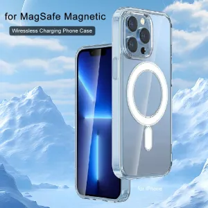 Vanuoxin Original Magnetic Case for iPhone 15 14 13 12 Mini 11 Pro Max for MagSafe Clear Shockproof Phone Cover PC TPU Shell