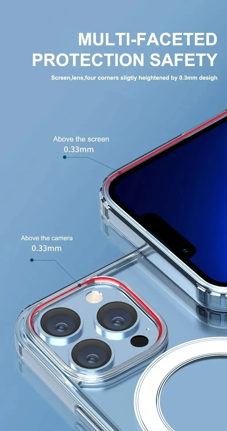 Vanuoxin Original Magnetic Case for iPhone 15 14 13 12 Mini 11 Pro Max for MagSafe Clear Shockproof Phone Cover PC TPU Shell