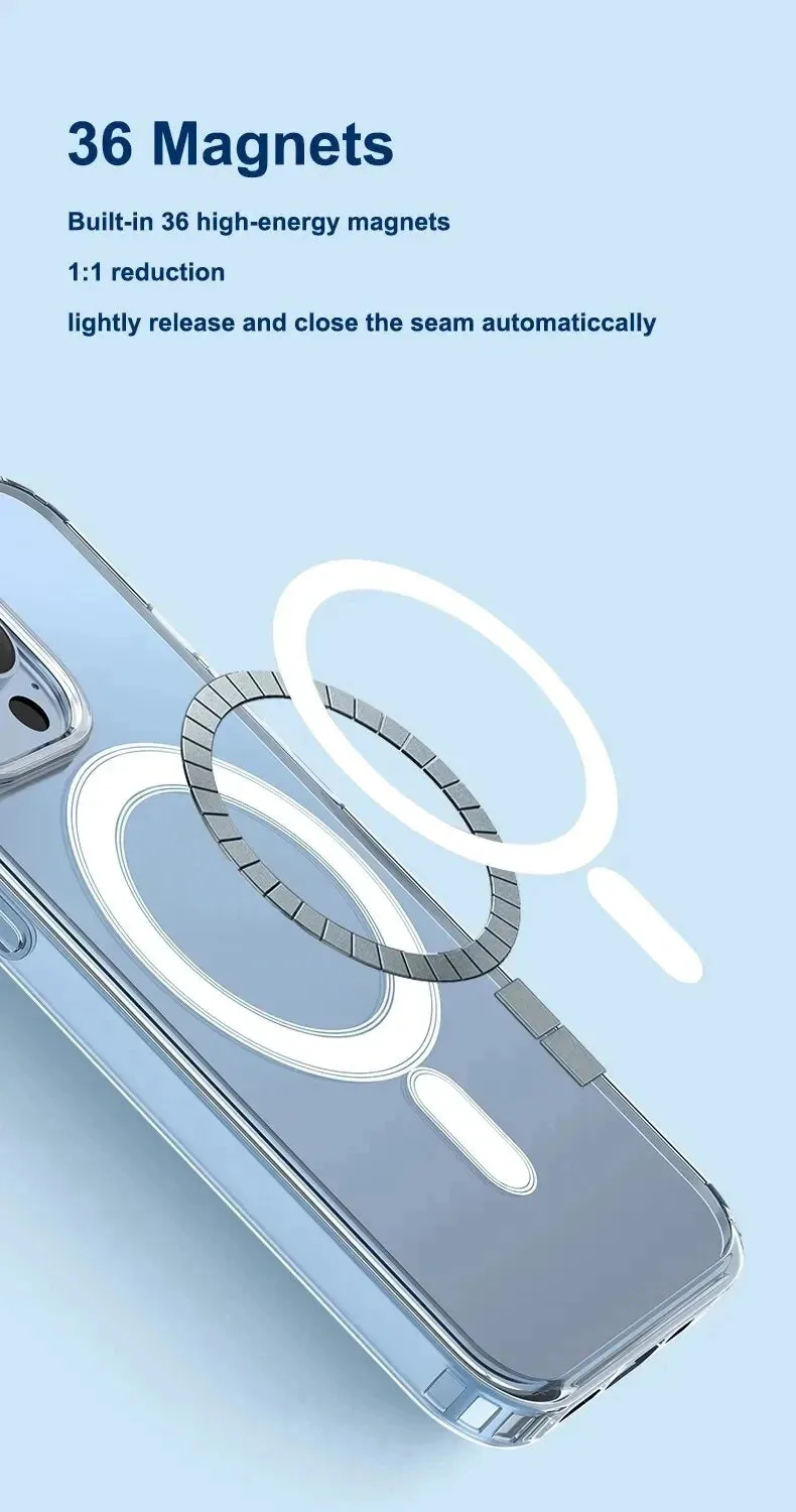 Vanuoxin Original Magnetic Case for iPhone 15 14 13 12 Mini 11 Pro Max for MagSafe Clear Shockproof Phone Cover PC TPU Shell