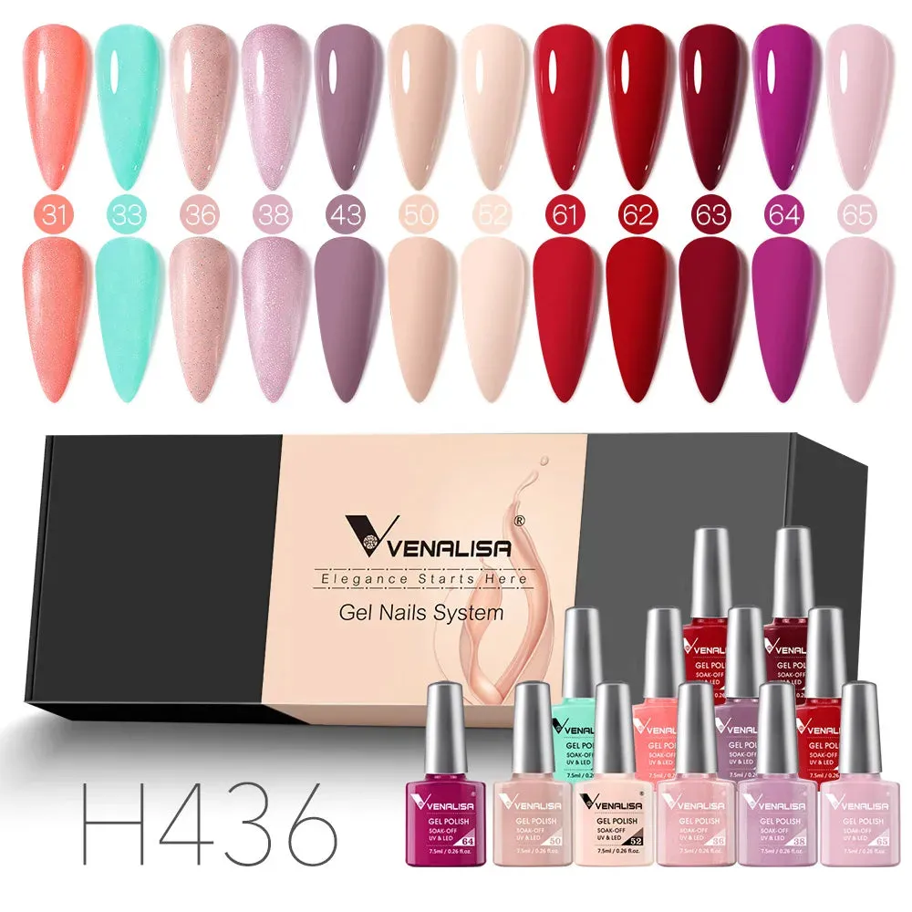 Venalisa Branded Kit Gel Nail Polish 6/12pcs/lot x7.5ml Semi Permanent Neon Color New Learner Soak Off UV LED Nails Varnish Set
