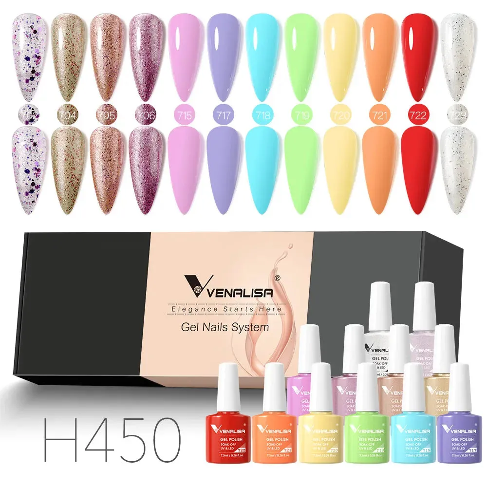 Venalisa Branded Kit Gel Nail Polish 6/12pcs/lot x7.5ml Semi Permanent Neon Color New Learner Soak Off UV LED Nails Varnish Set