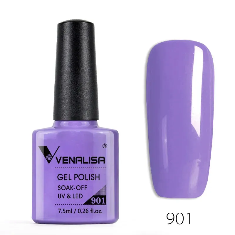 Venalisa Hot Sell Soak Off UV LED Gel 60 Colors 7.5ml Super Shinning Nail Gel Polish Lacquer Full Coverage Pure Color Series