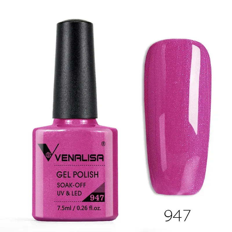 Venalisa Hot Sell Soak Off UV LED Gel 60 Colors 7.5ml Super Shinning Nail Gel Polish Lacquer Full Coverage Pure Color Series