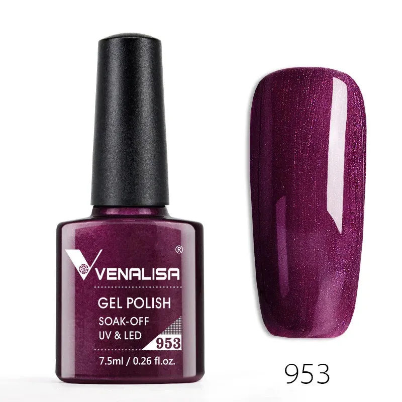 Venalisa Hot Sell Soak Off UV LED Gel 60 Colors 7.5ml Super Shinning Nail Gel Polish Lacquer Full Coverage Pure Color Series