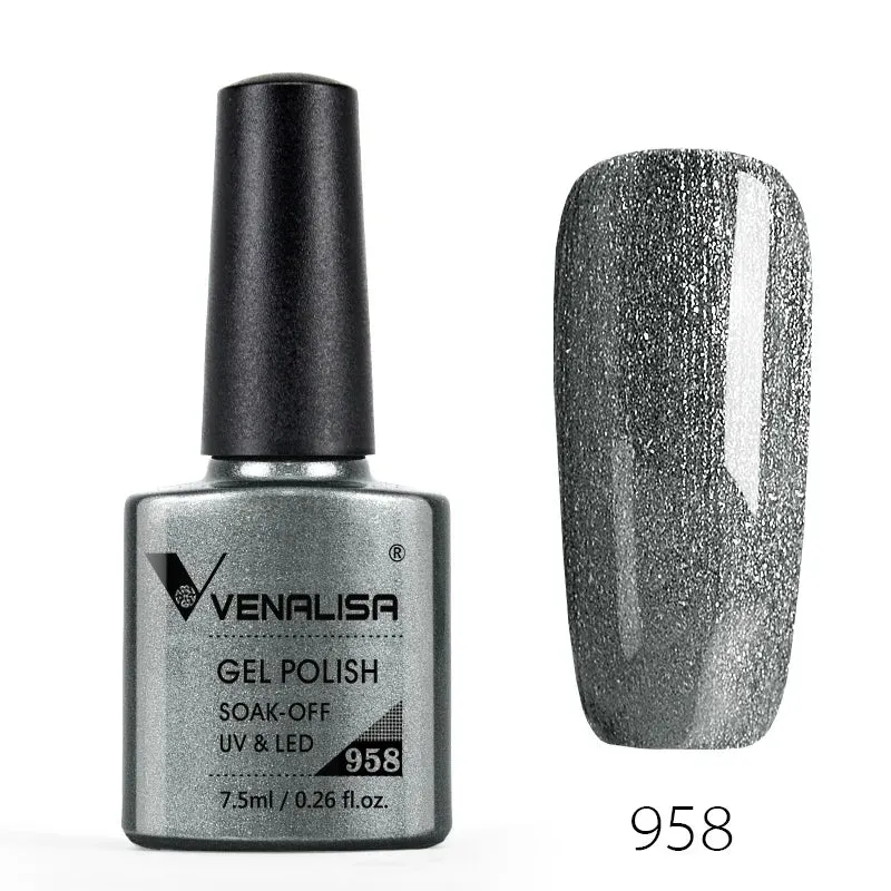 Venalisa Hot Sell Soak Off UV LED Gel 60 Colors 7.5ml Super Shinning Nail Gel Polish Lacquer Full Coverage Pure Color Series