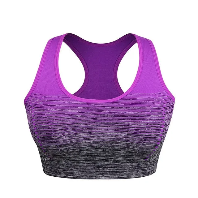 VEQKING Gradient High Stretch Sports Bra for Women,Quick Dry Padded HBack Sports Top,Seamless Yoga Running Fitness Sport Bra Top