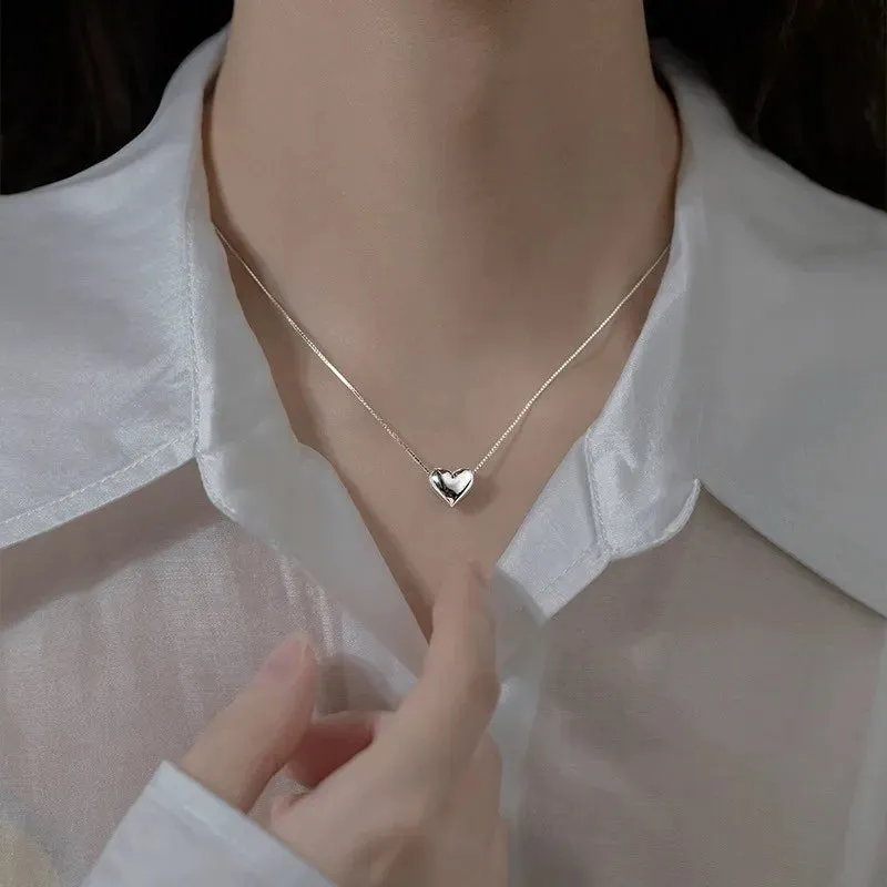 Winoneday Tiny Heart Choker Necklace for Women Silver Color Smalll Love Necklace Pendant on Neck Bohemian Necklace Jewelry