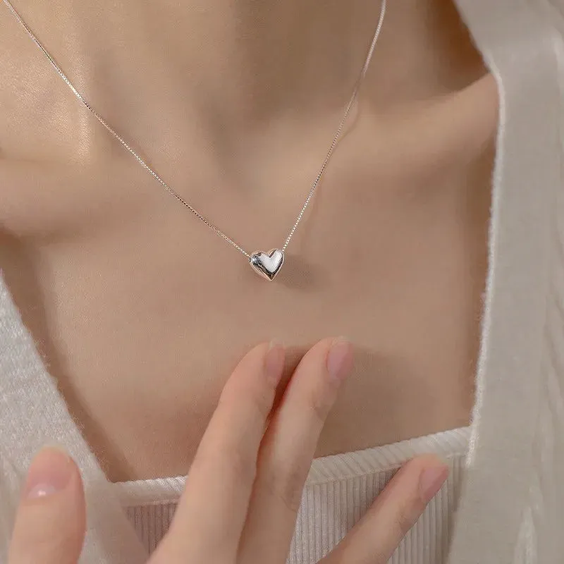 Winoneday Tiny Heart Choker Necklace for Women Silver Color Smalll Love Necklace Pendant on Neck Bohemian Necklace Jewelry