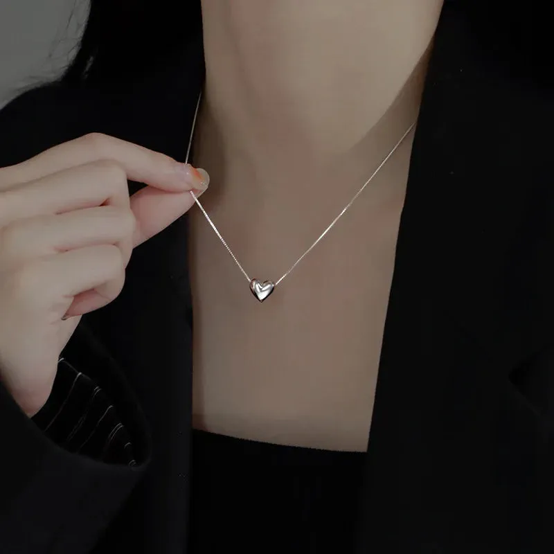 Winoneday Tiny Heart Choker Necklace for Women Silver Color Smalll Love Necklace Pendant on Neck Bohemian Necklace Jewelry