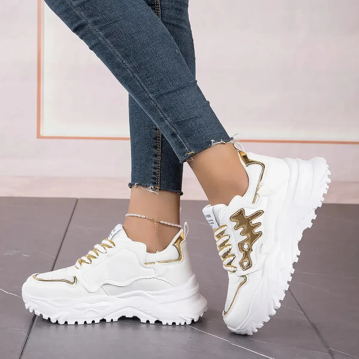 Women Breathable Sneakers Running Shoes Fitness Sports shoes Casual Shoes Sportwear Walking shoesFishbone Dad Breathable